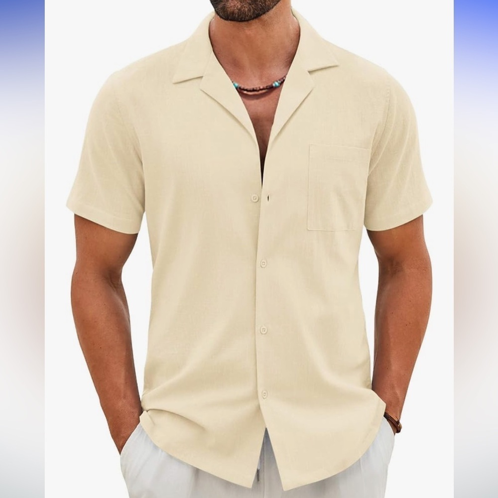 Men's cloud cream Short Sleeve Button Down Shirt